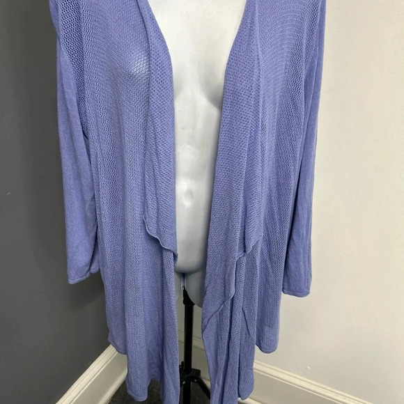 Emaline Women’s 2X  Purple Open Front Topper Cardigan Waterfall Semi Sheer - Picture 3 of 10